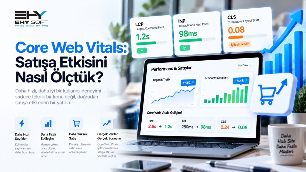 Dizüstü bilgisayarda LCP, INP ve CLS metrik kartları ve performans paneli