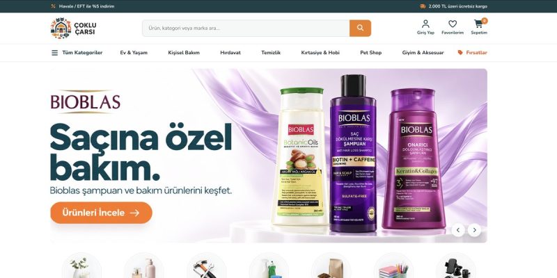 ÇokluÇarşı web sitesinin ana sayfası