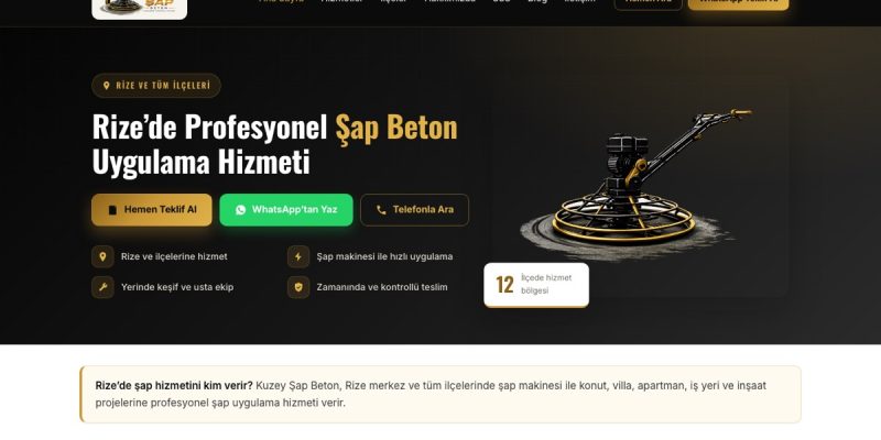 Kuzey Şap Beton web sitesinin ana sayfası