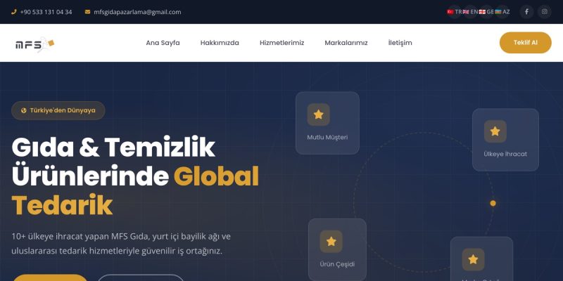 MFS Gıda web sitesinin ana sayfası