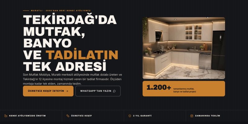 Son Mutfak Mobilya web sitesinin ana sayfası