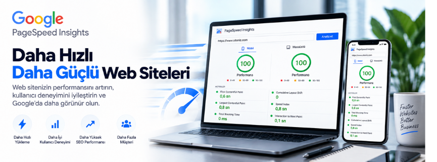 Google PageSpeed Insights ile daha hızlı ve güçlü web siteleri: dizüstü bilgisayarda performans puanları