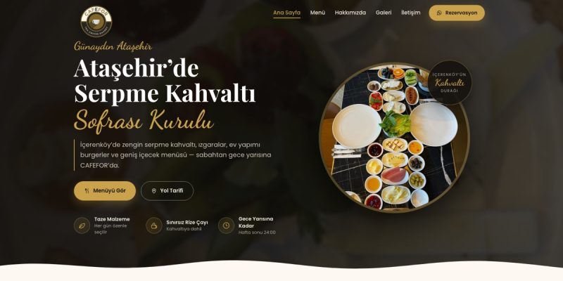 CAFEFOR web sitesinin ana sayfası